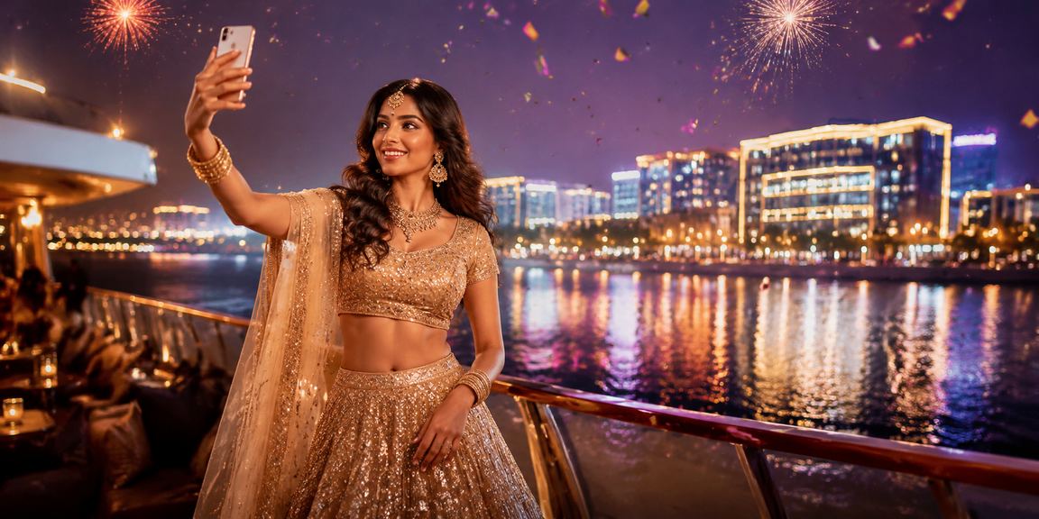 Indian woman using mobile device for casino games
