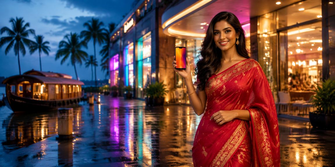 Indian woman placing cricket bets on casino app in Kerala